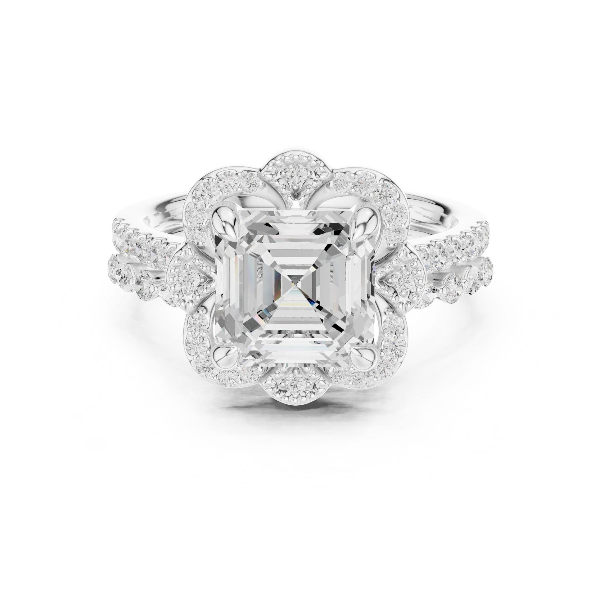 Emerald Lab Grown Diamond Halo Engagement Ring