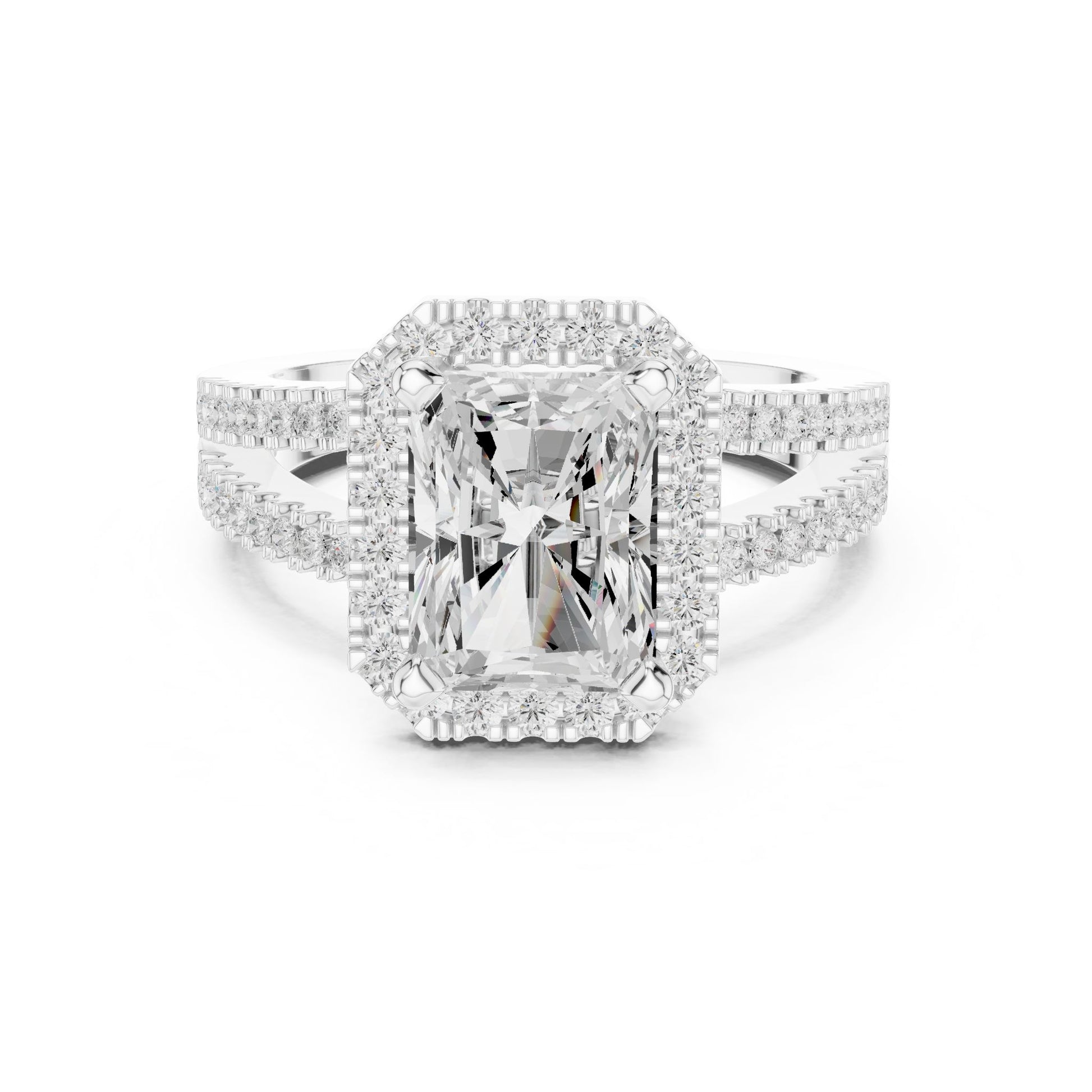 Emerald Lab Grown Diamond Halo Engagement Ring