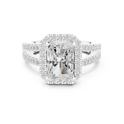 Emerald Lab Grown Diamond Halo Engagement Ring