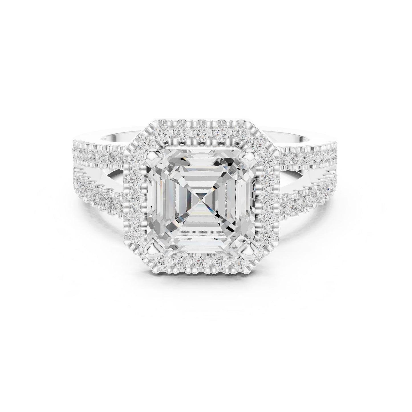 Emerald Lab Grown Diamond Halo Engagement Ring