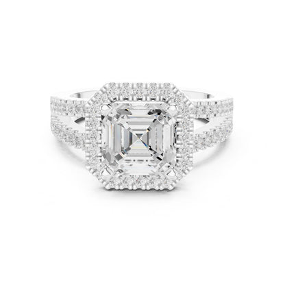 Emerald Lab Grown Diamond Halo Engagement Ring