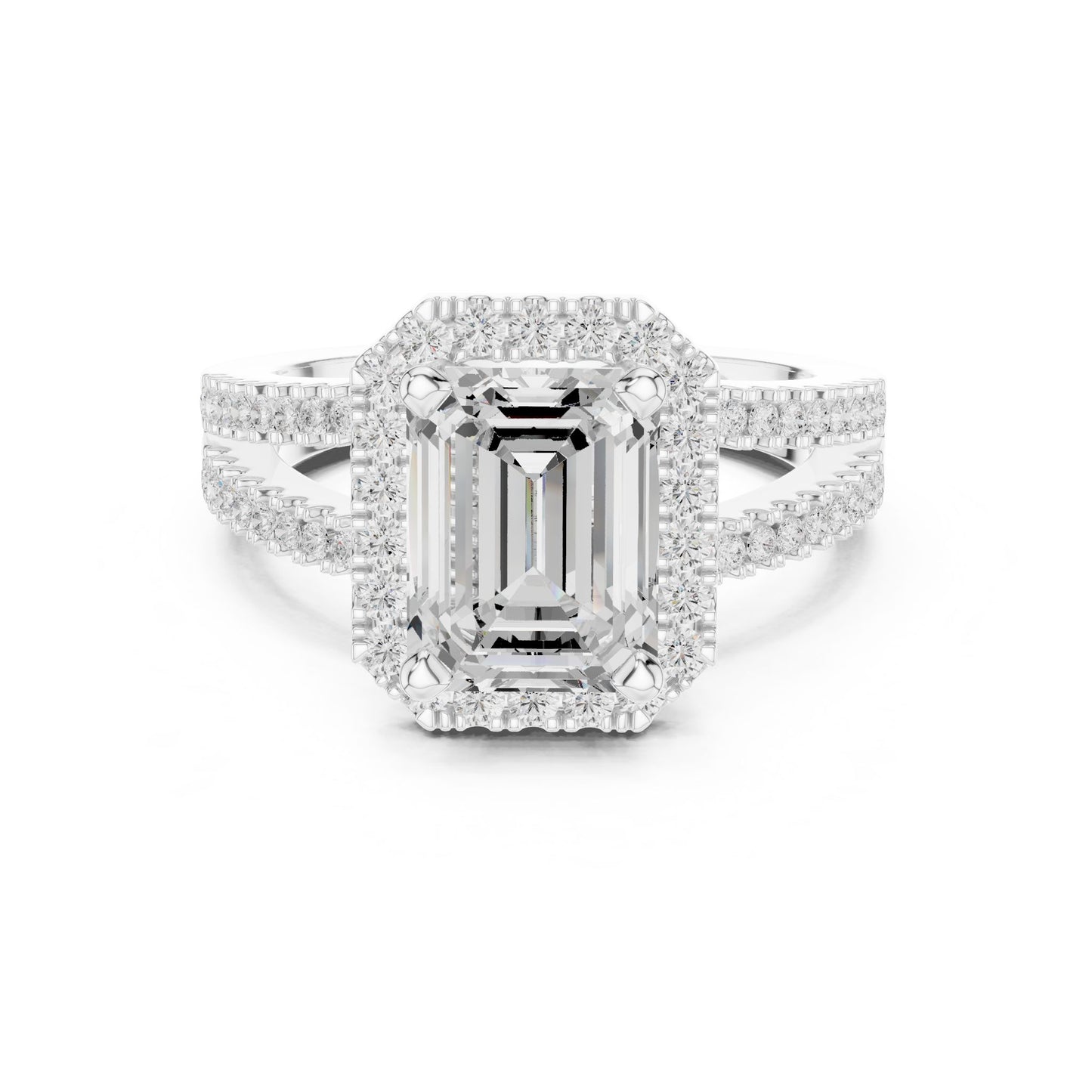 Emerald Lab Grown Diamond Halo Engagement Ring
