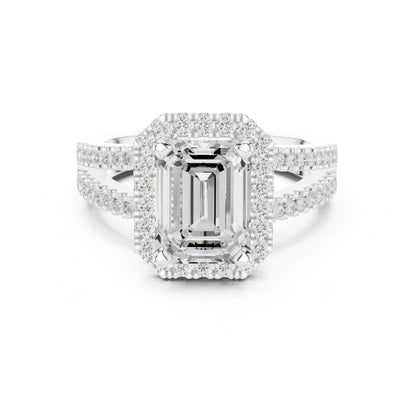 Emerald Lab Grown Diamond Halo Engagement Ring