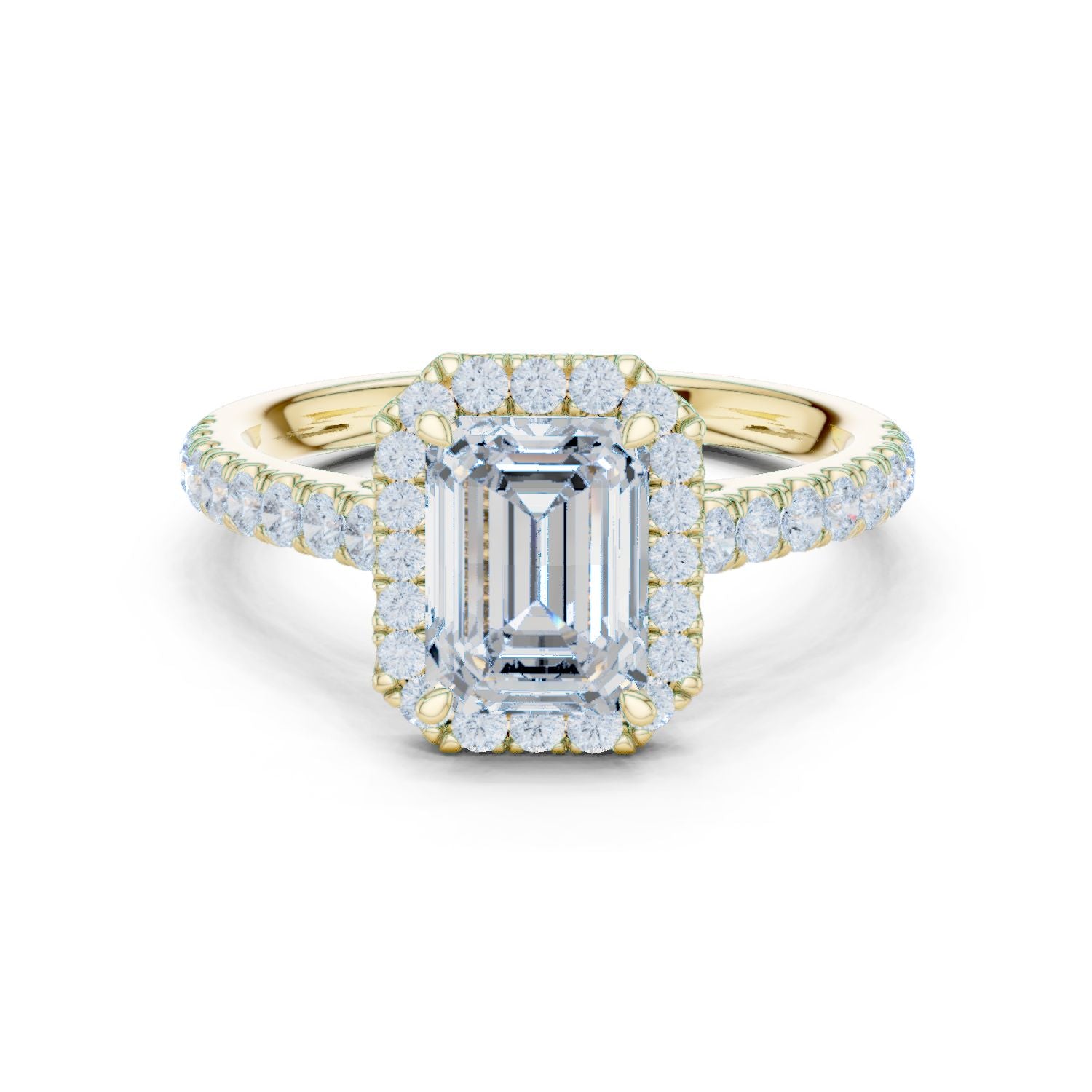 Emerald Lab Grown Diamond Halo Engagement Ring