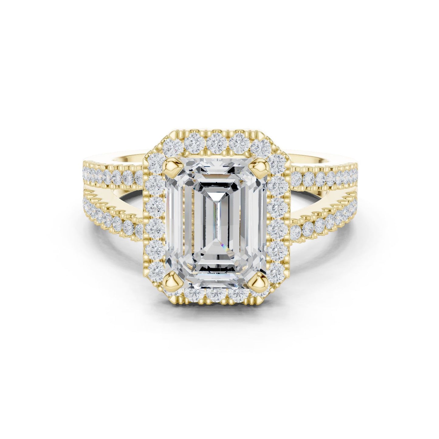Emerald Lab Grown Diamond Halo Engagement Ring