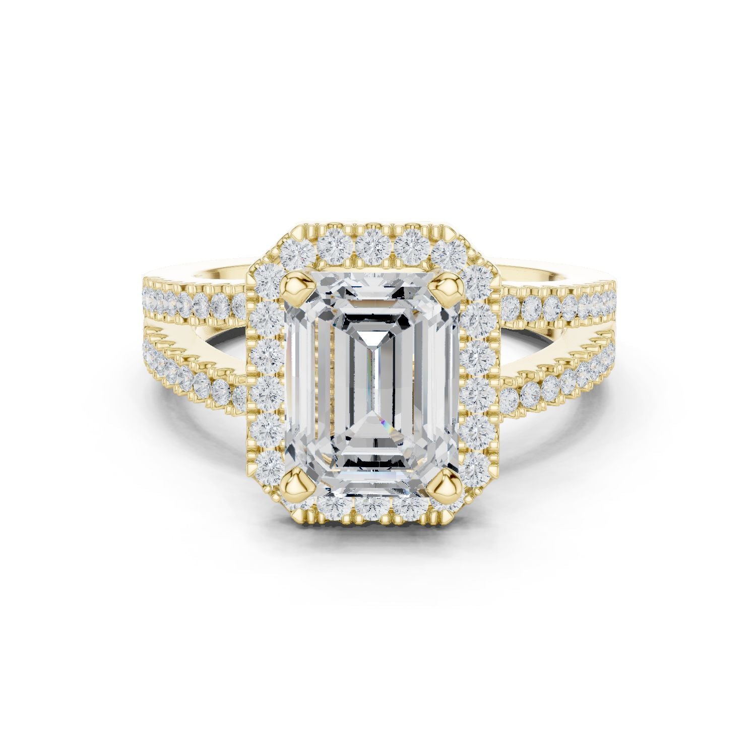 Emerald Lab Grown Diamond Halo Engagement Ring