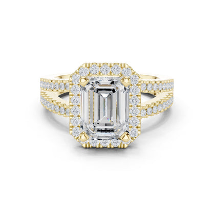 Emerald Lab Grown Diamond Halo Engagement Ring