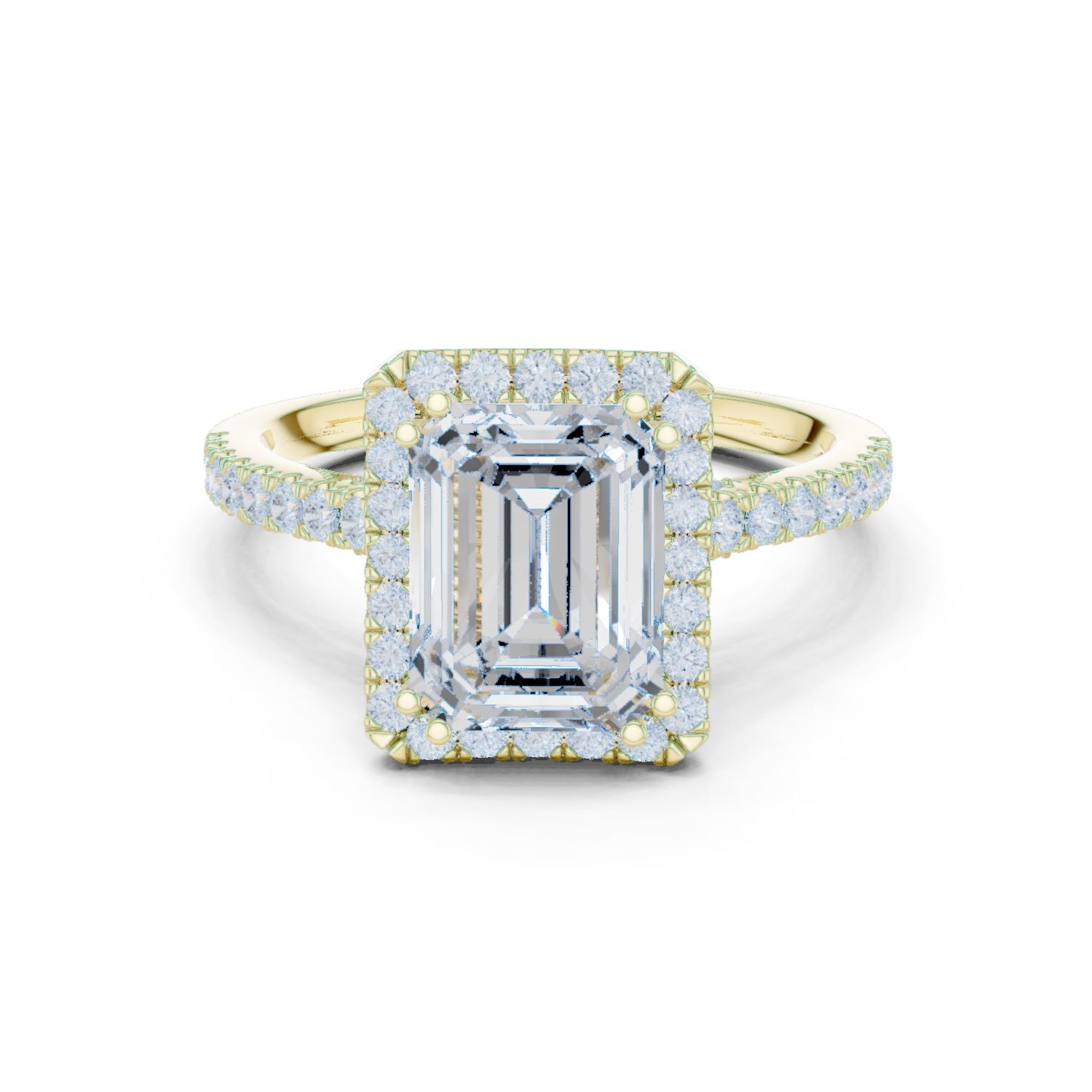 Emerald Lab Grown Diamond Halo Engagement Ring