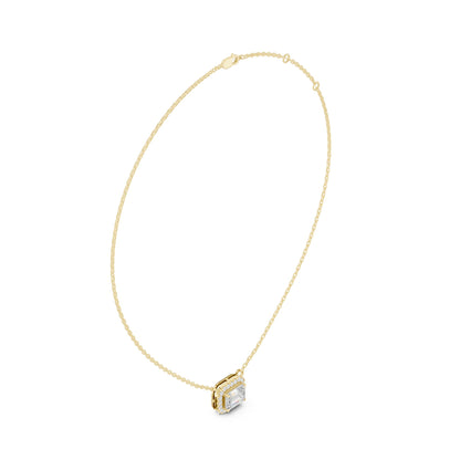 Emerald Lab Grown Diamond Halo Pendant