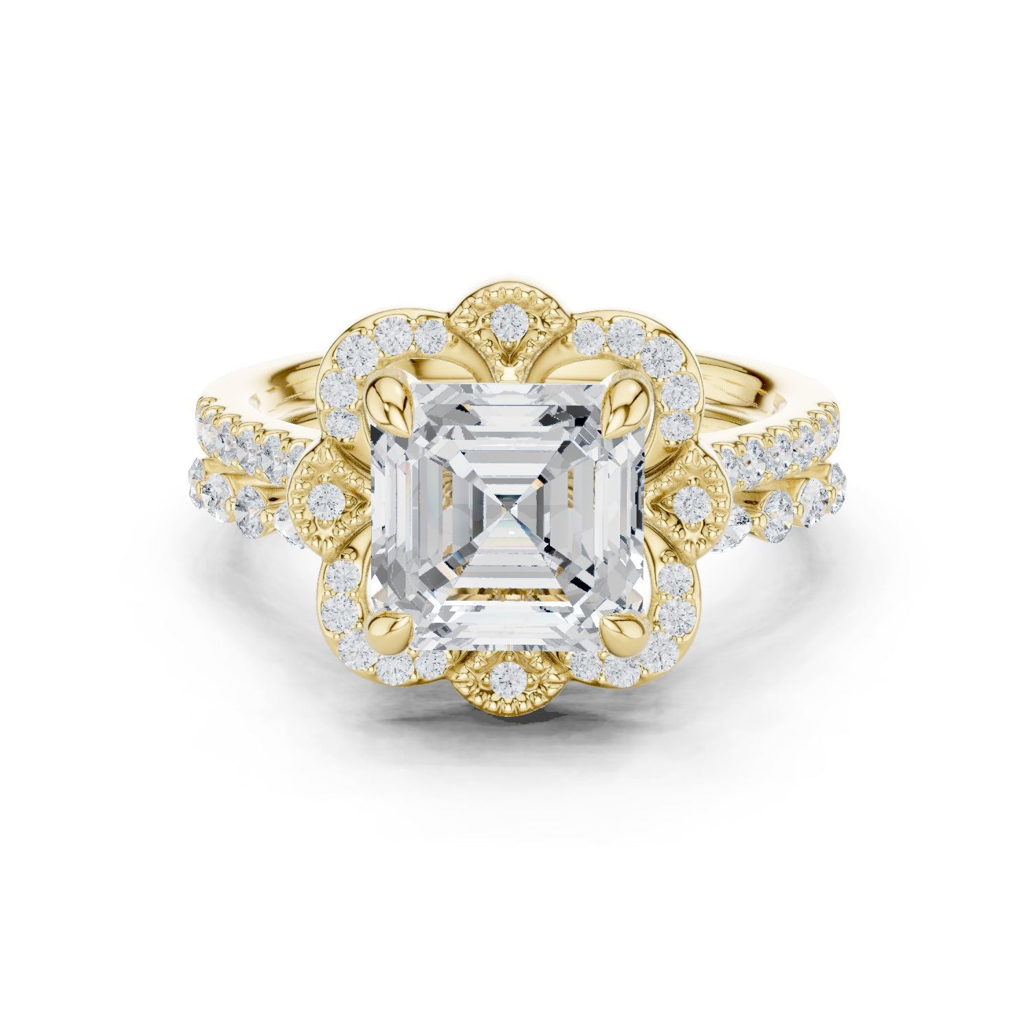 Emerald Lab Grown Diamond Halo Engagement Ring