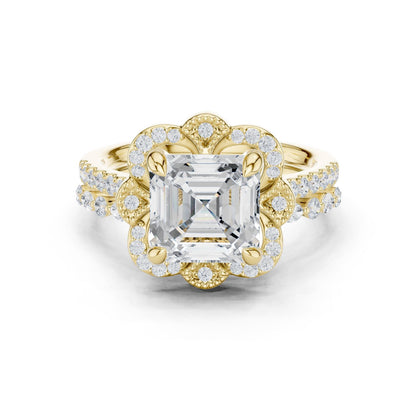 Emerald Lab Grown Diamond Halo Engagement Ring