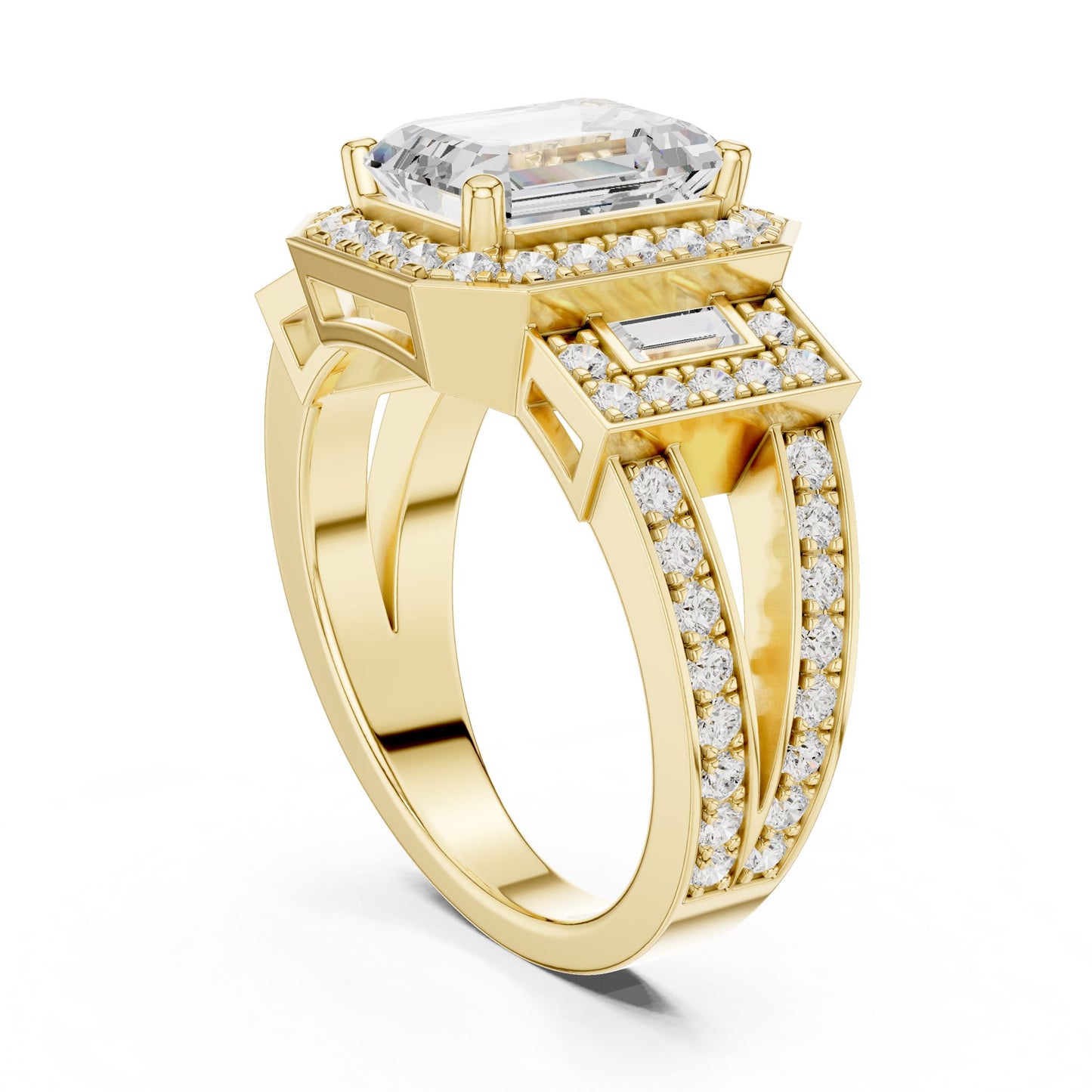 Emerald Lab Grown Diamond Halo Engagement Ring