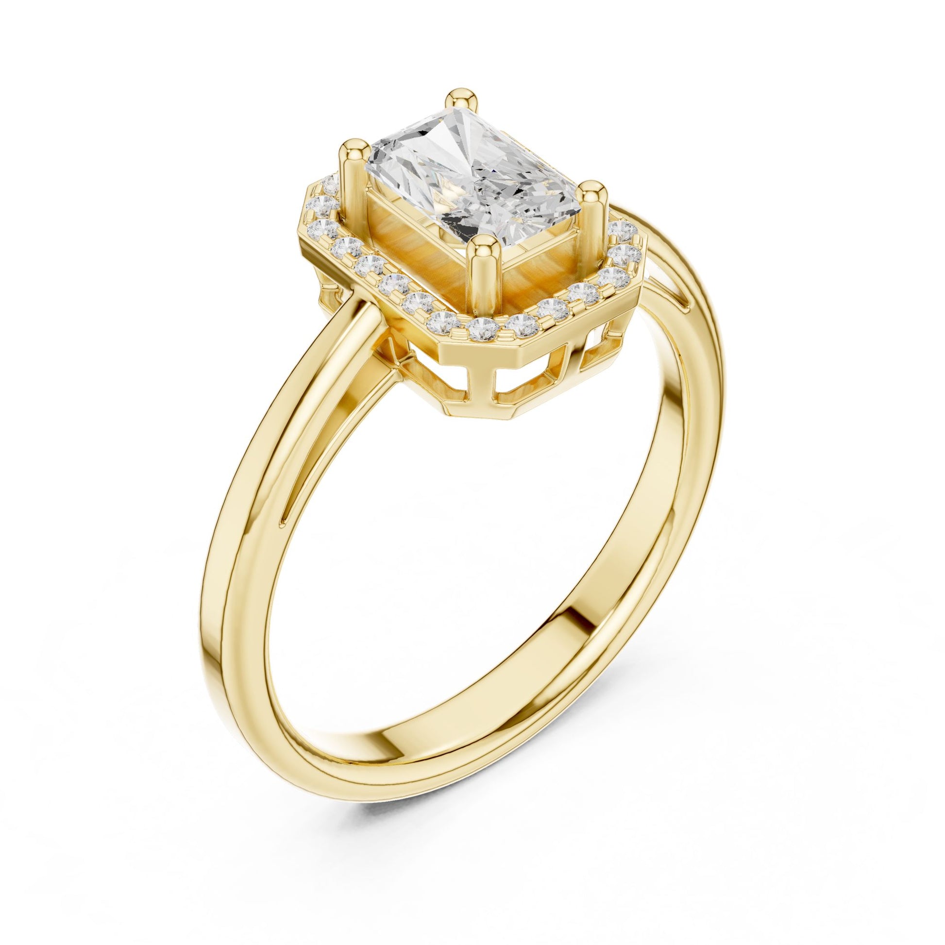 Emerald Lab Grown Diamond Halo Engagement Ring