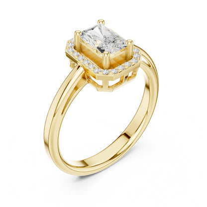 Emerald Lab Grown Diamond Halo Engagement Ring