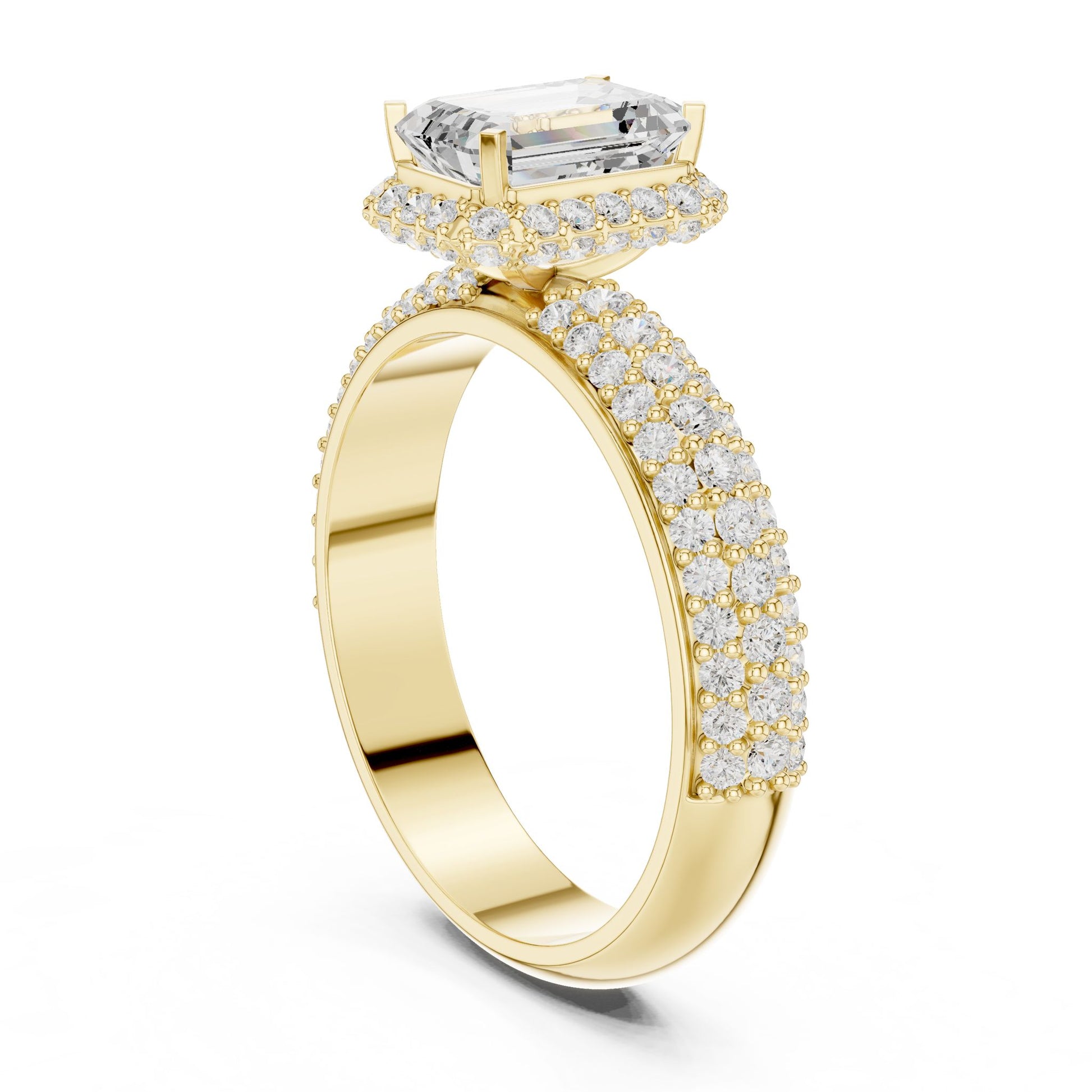 Emerald Lab Grown Diamond Halo Engagement Ring