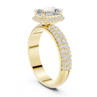 Emerald Lab Grown Diamond Halo Engagement Ring