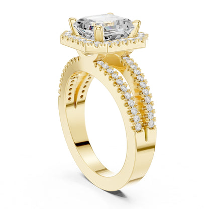 Emerald Lab Grown Diamond Halo Engagement Ring