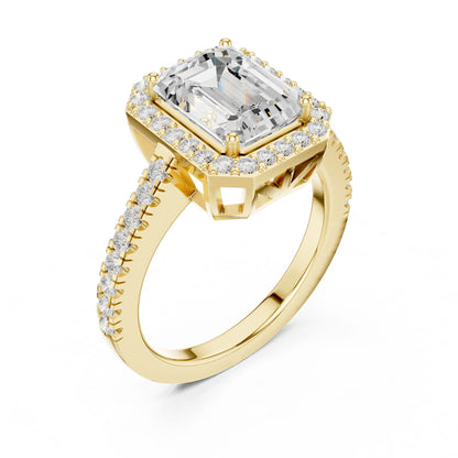 Emerald Lab Grown Diamond Halo Engagement Ring