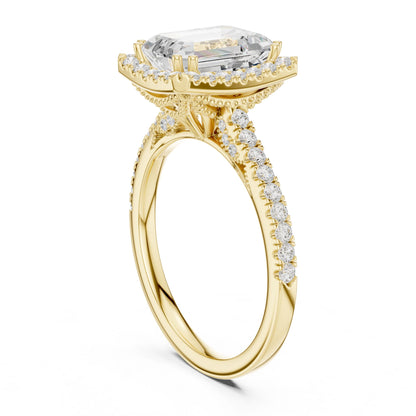 Emerald Lab Grown Diamond Halo Engagement Ring