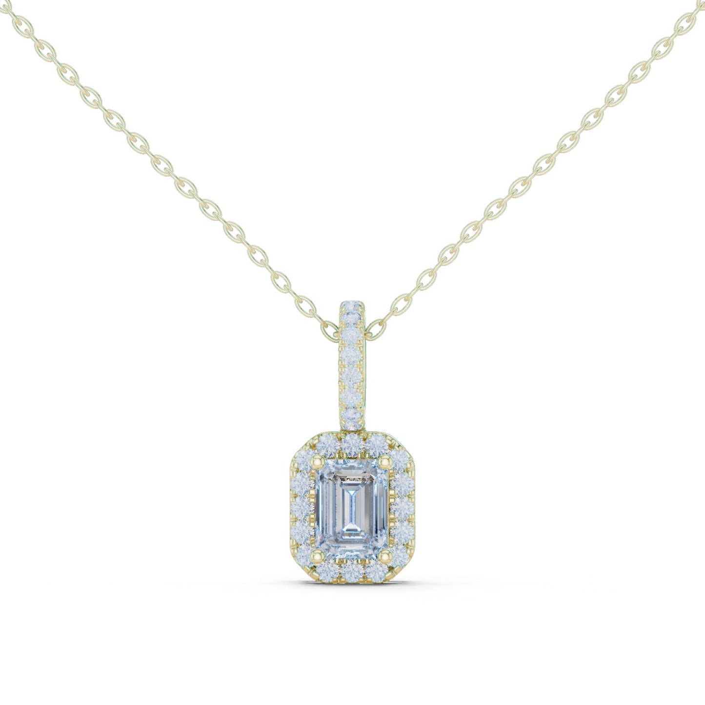 Emerald Lab Grown Diamond Halo Pendant