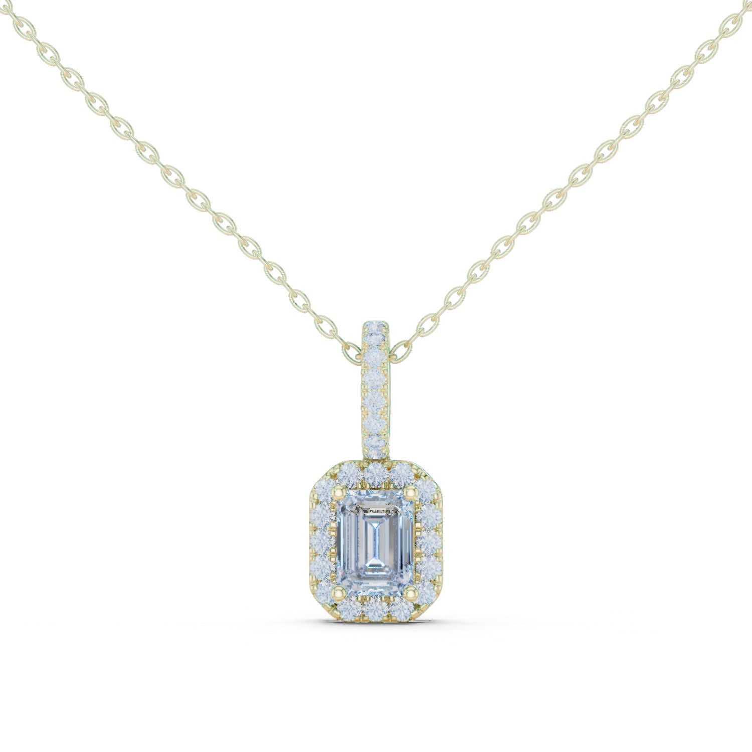 Emerald Lab Grown Diamond Halo Pendant