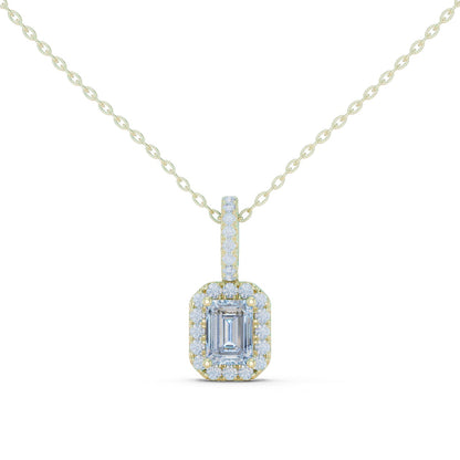 Emerald Lab Grown Diamond Halo Pendant