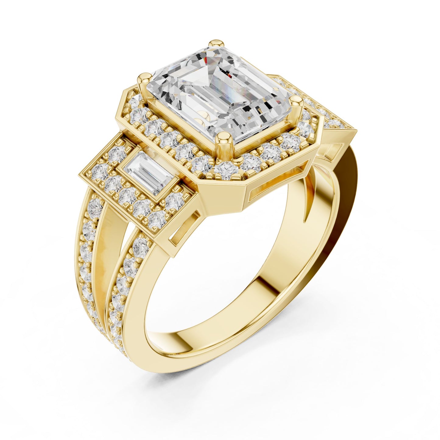 Emerald Lab Grown Diamond Halo Engagement Ring