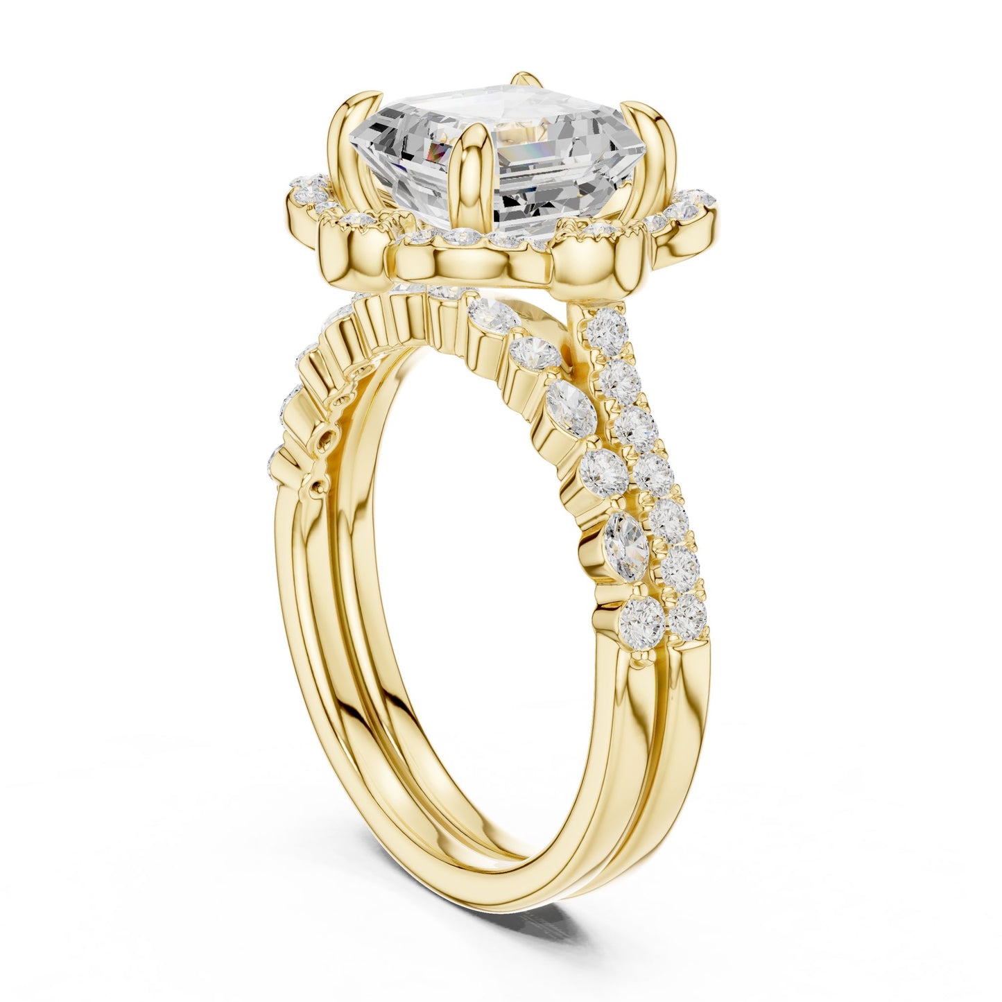 Emerald Lab Grown Diamond Halo Engagement Ring