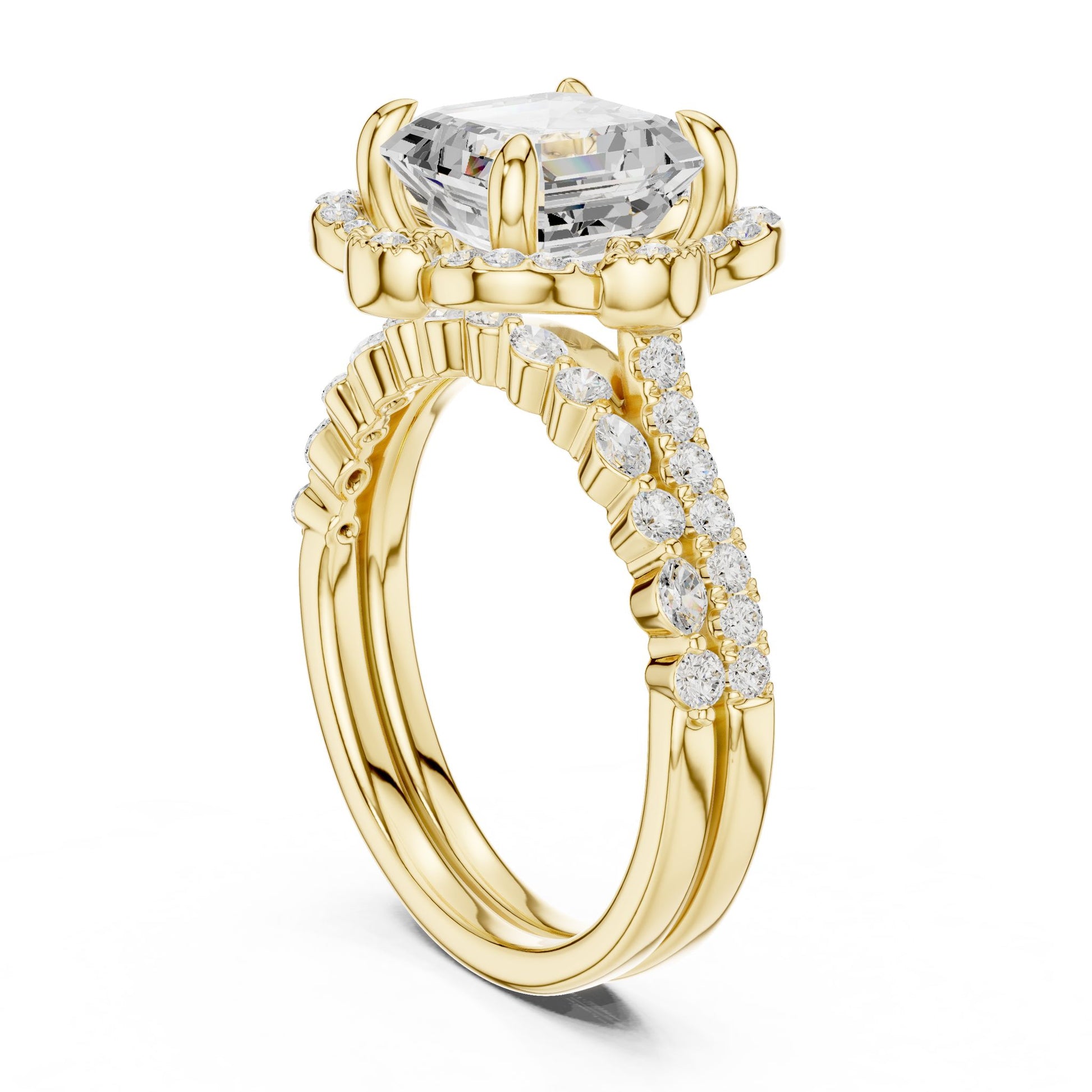 Emerald Lab Grown Diamond Halo Engagement Ring