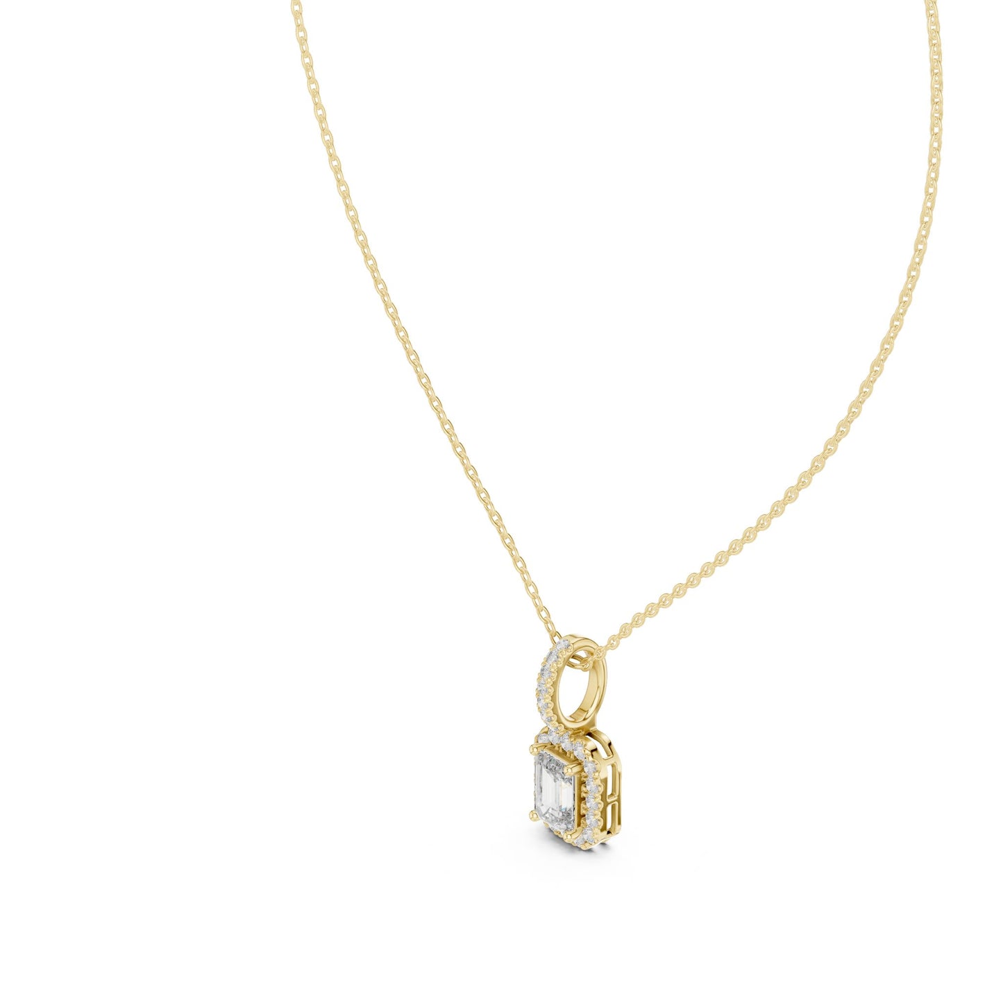 Emerald Lab Grown Diamond Halo Pendant
