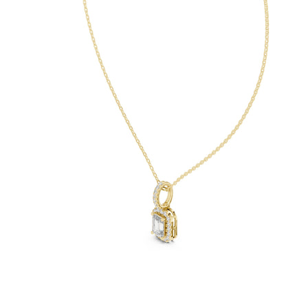 Emerald Lab Grown Diamond Halo Pendant