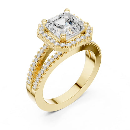Emerald Lab Grown Diamond Halo Engagement Ring