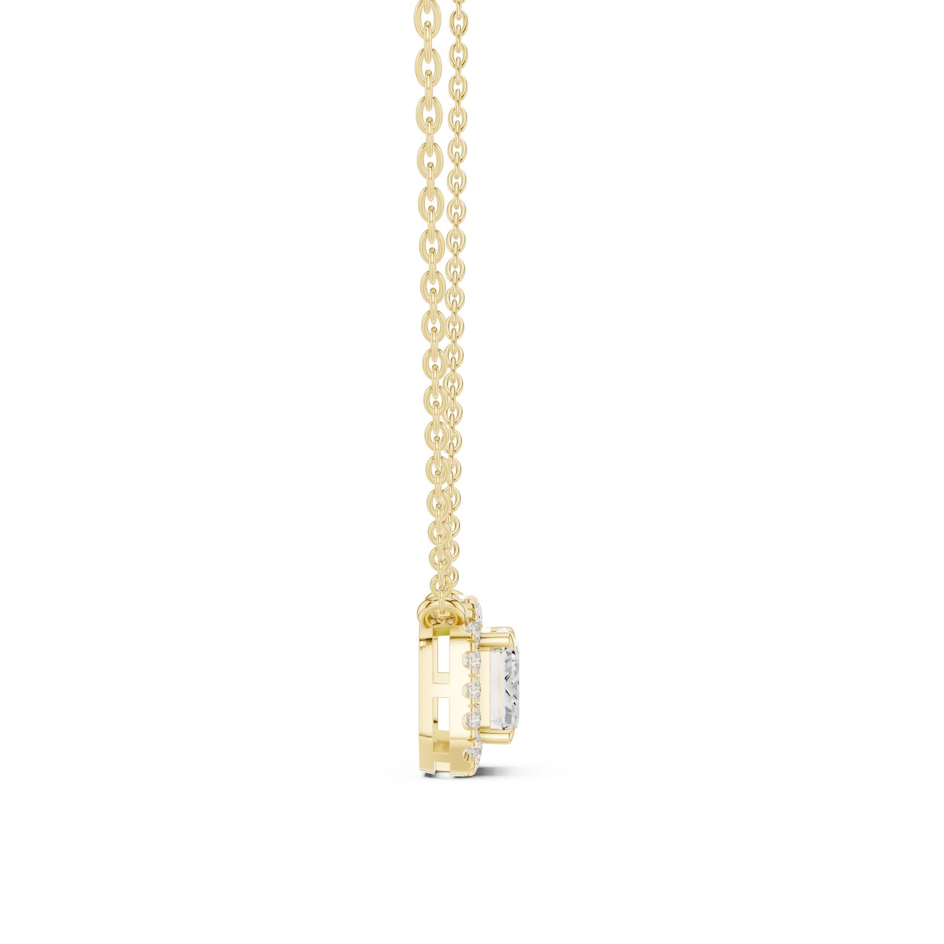 Emerald Lab Grown Diamond Halo Pendant