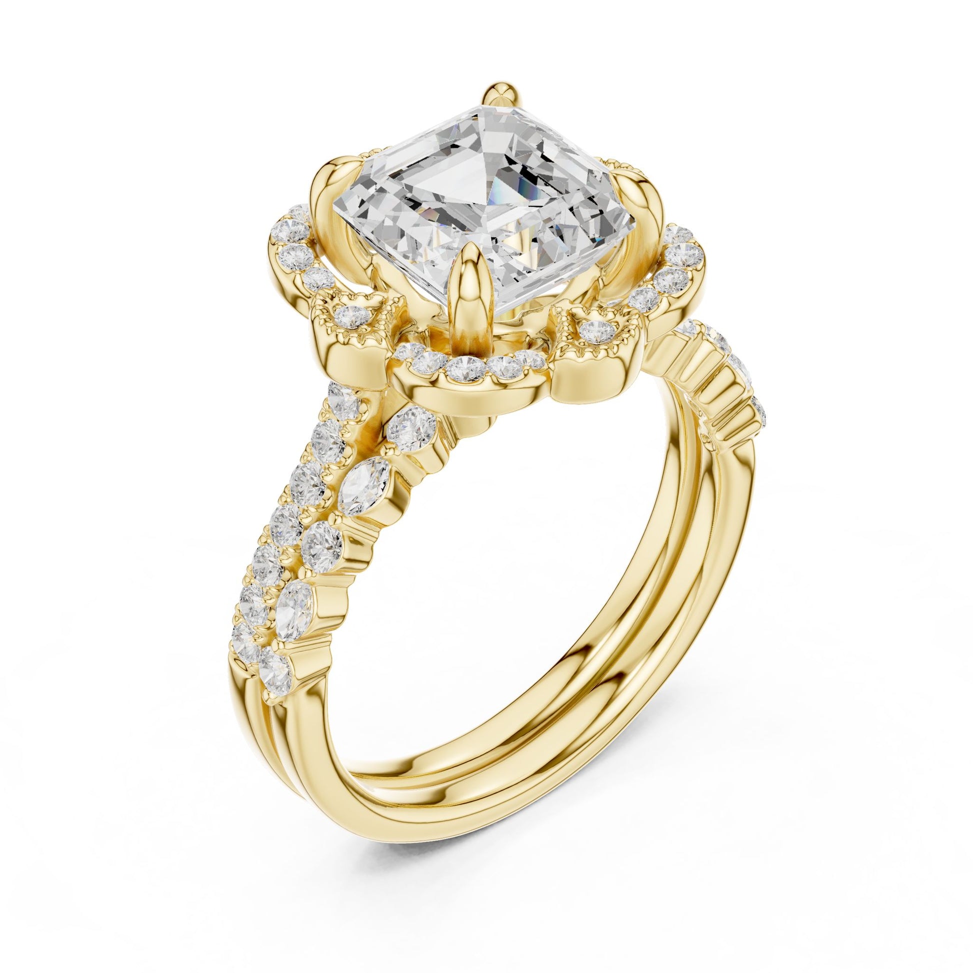 Emerald Lab Grown Diamond Halo Engagement Ring
