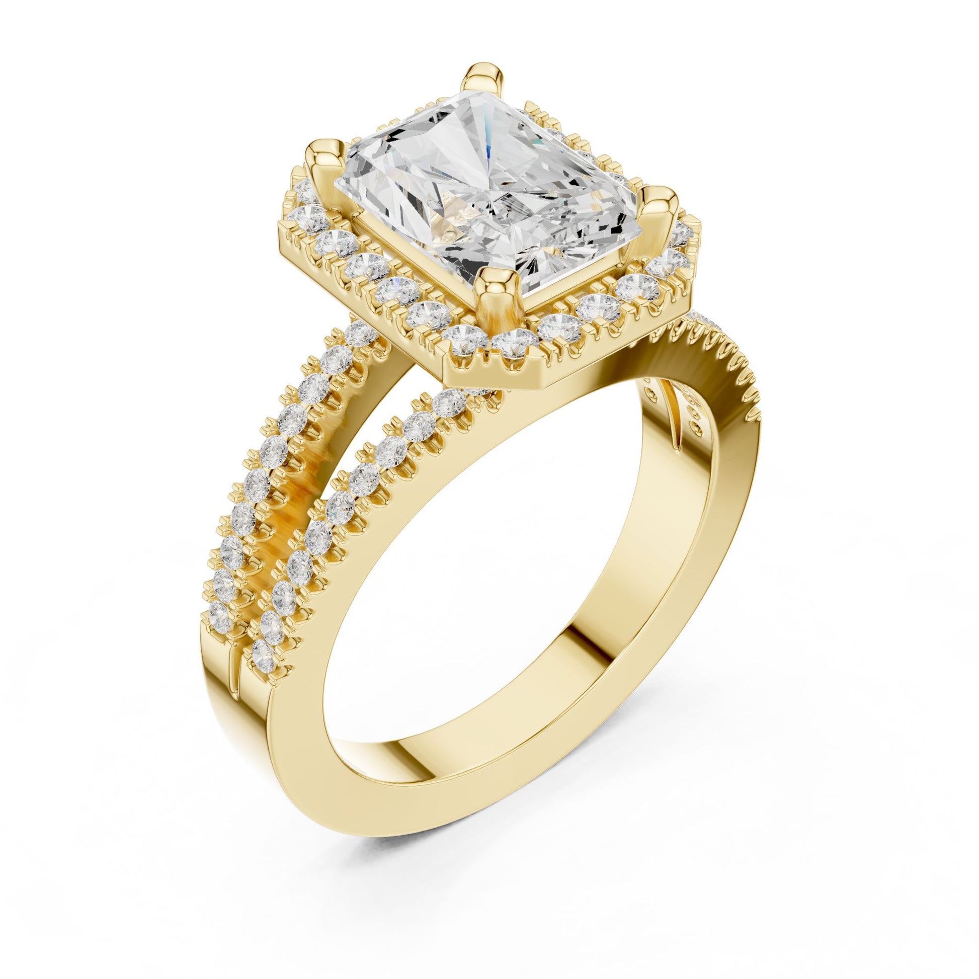 Emerald Lab Grown Diamond Halo Engagement Ring