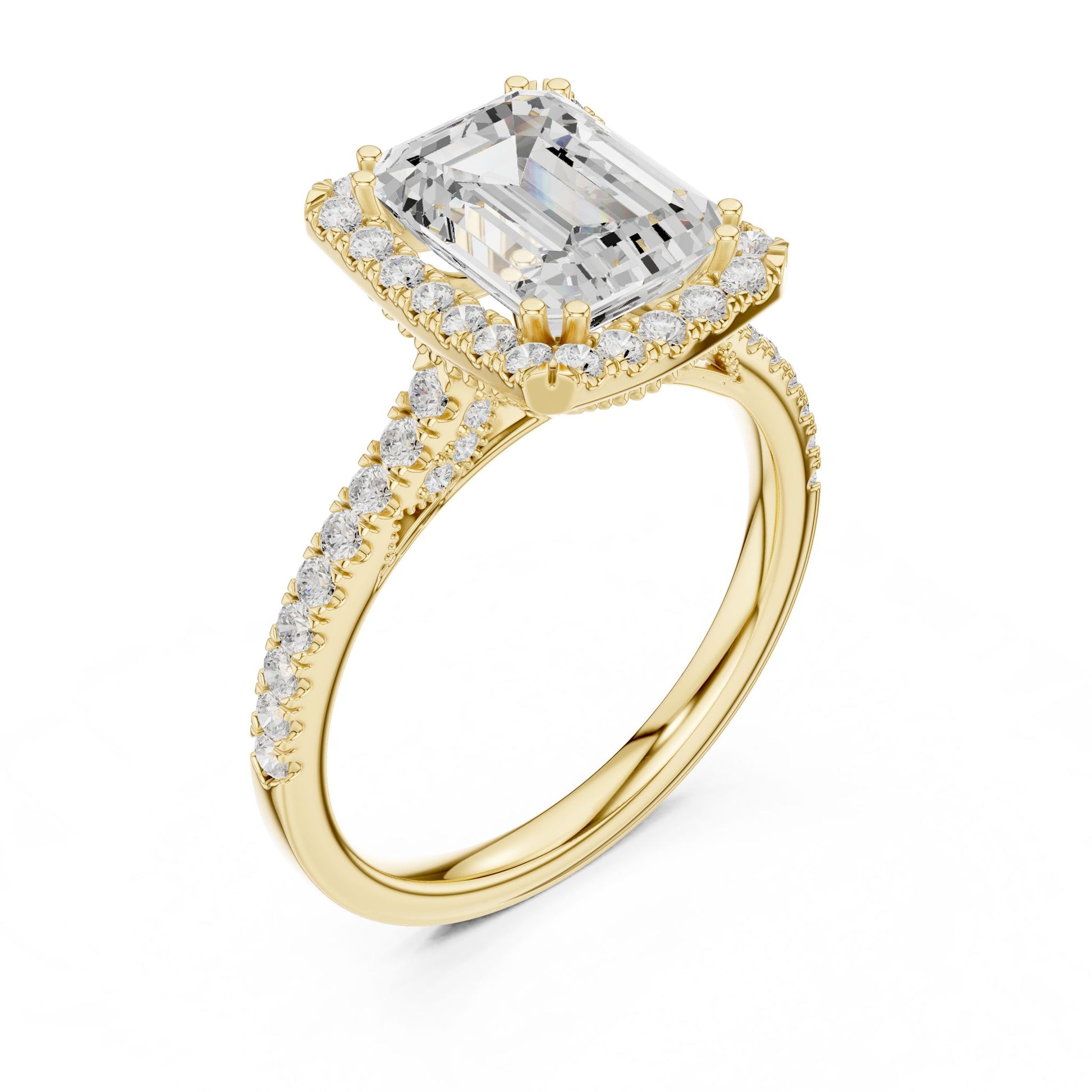 Emerald Lab Grown Diamond Halo Engagement Ring