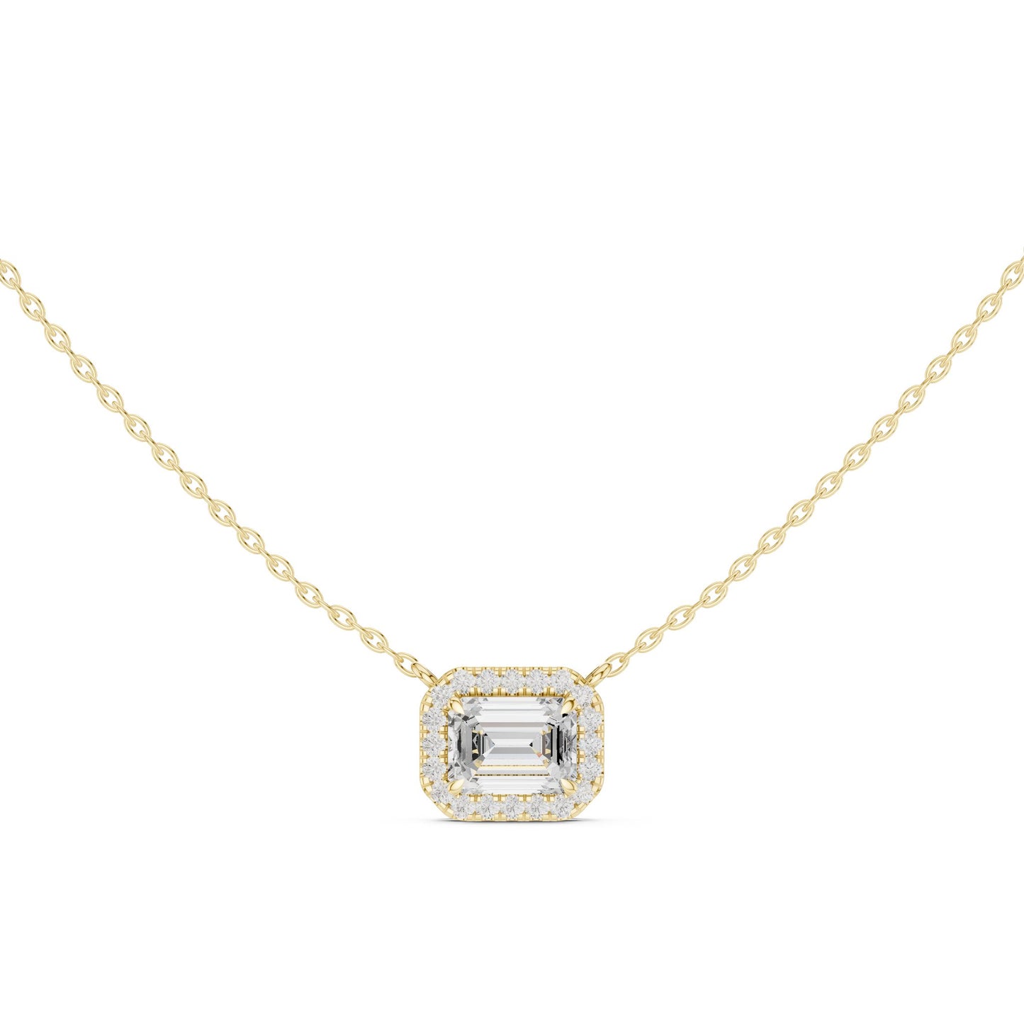 Emerald Lab Grown Diamond Halo Pendant