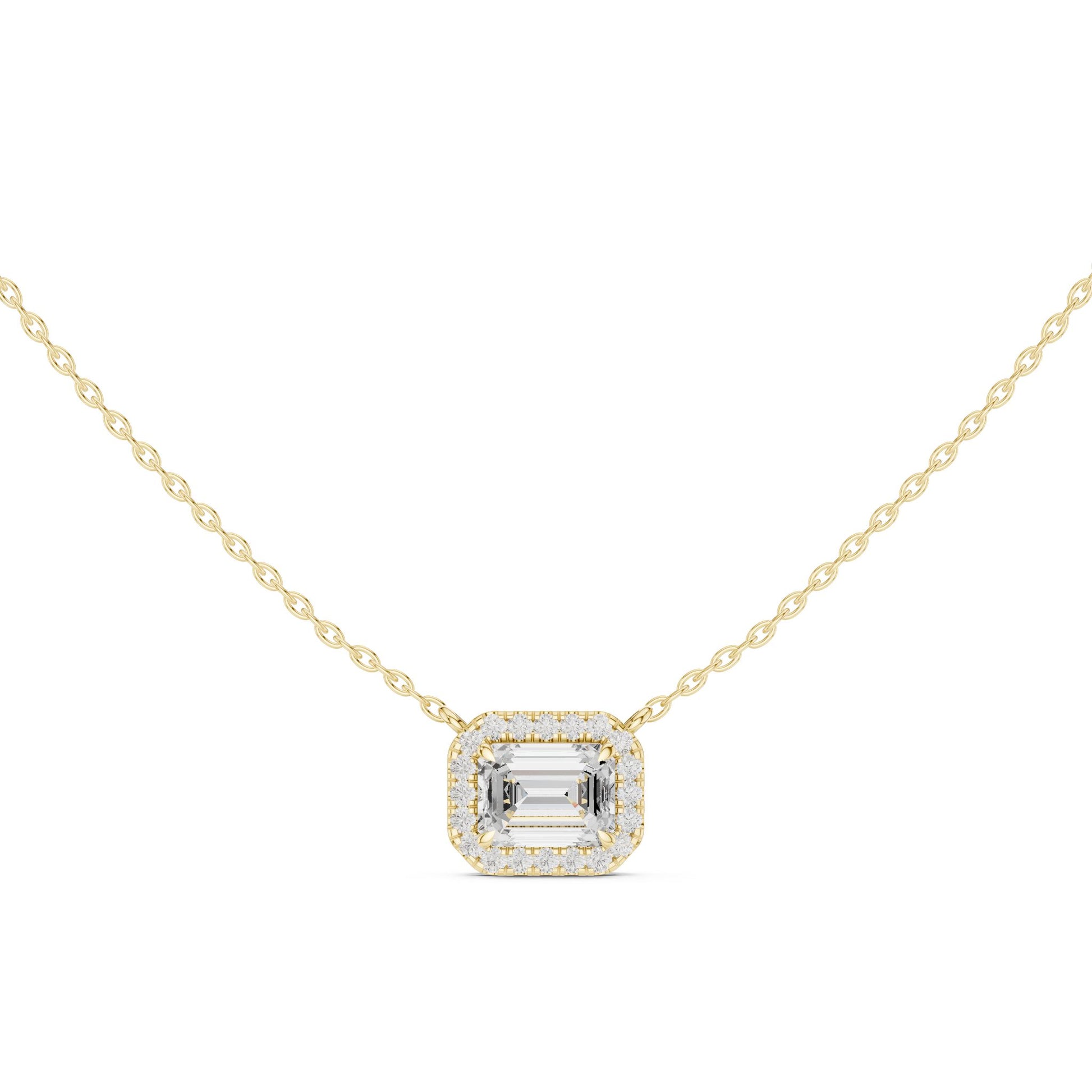 Emerald Lab Grown Diamond Halo Pendant