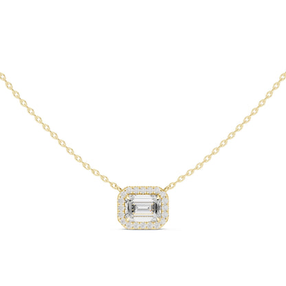 Emerald Lab Grown Diamond Halo Pendant