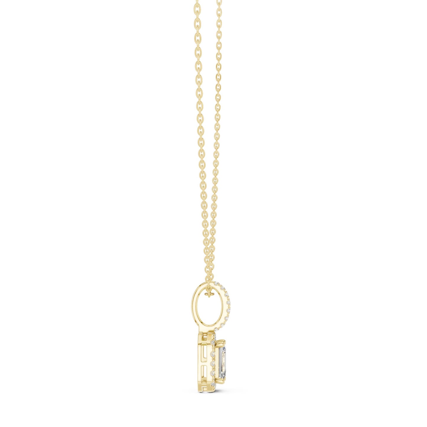 Emerald Lab Grown Diamond Halo Pendant