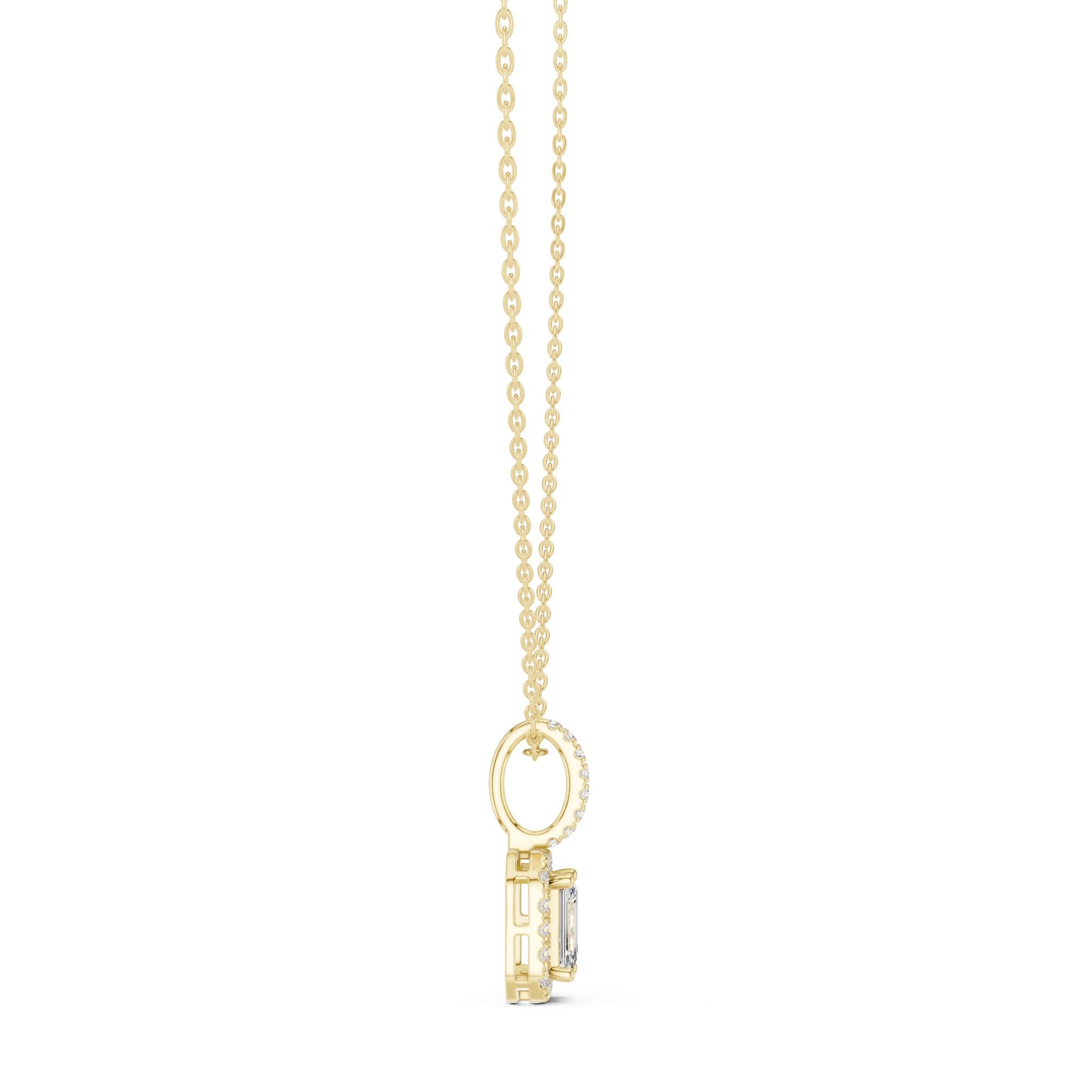 Emerald Lab Grown Diamond Halo Pendant