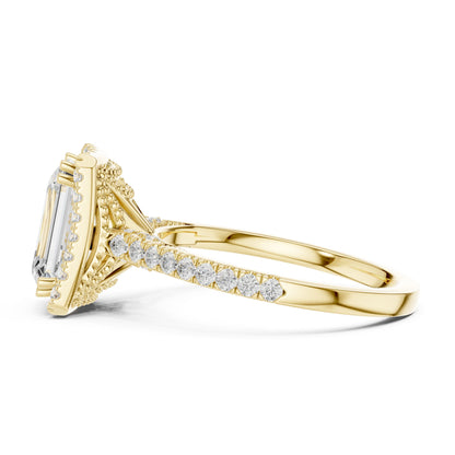 Emerald Lab Grown Diamond Halo Engagement Ring