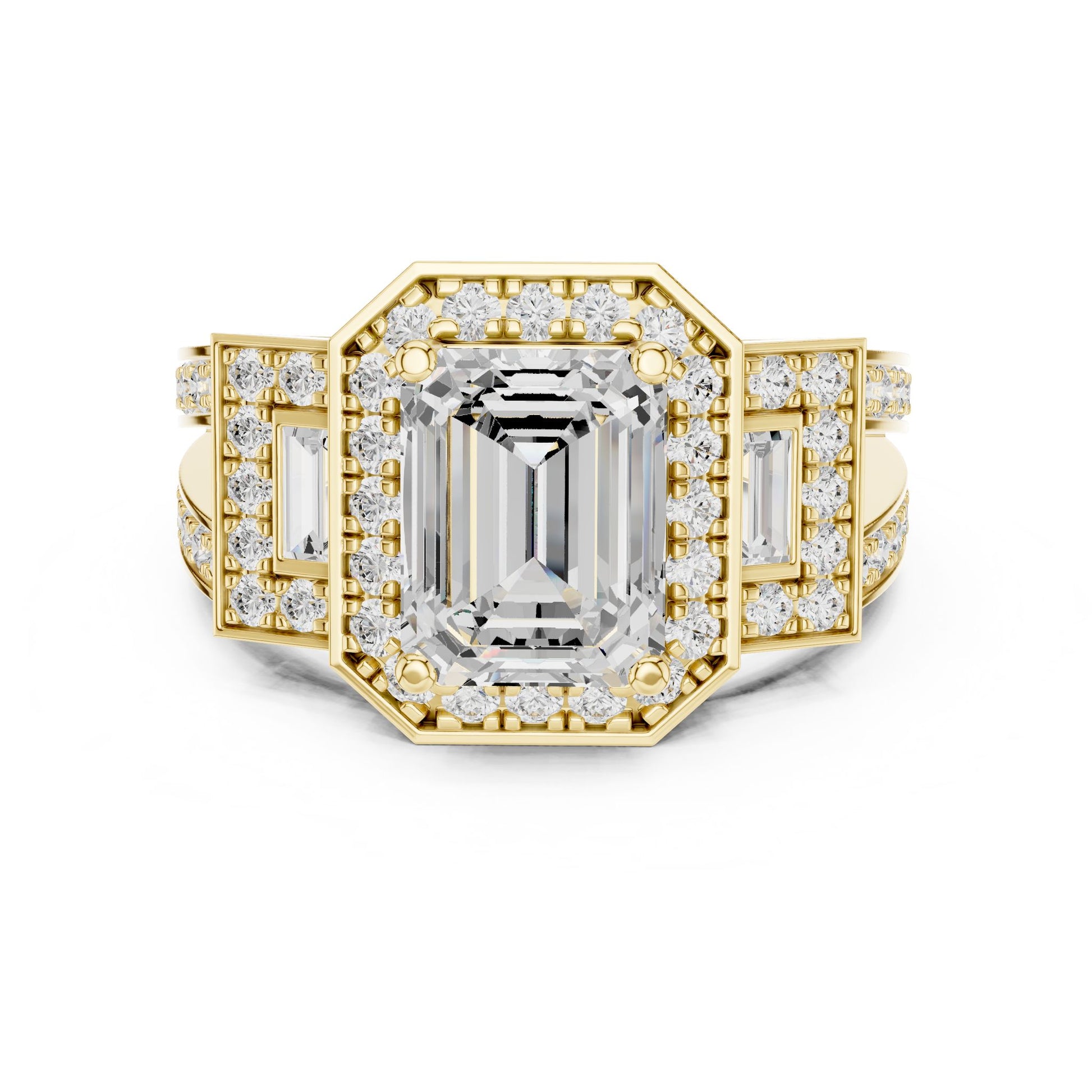 Emerald Lab Grown Diamond Halo Engagement Ring