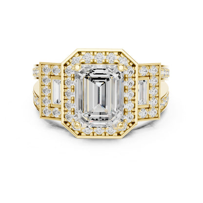 Emerald Lab Grown Diamond Halo Engagement Ring