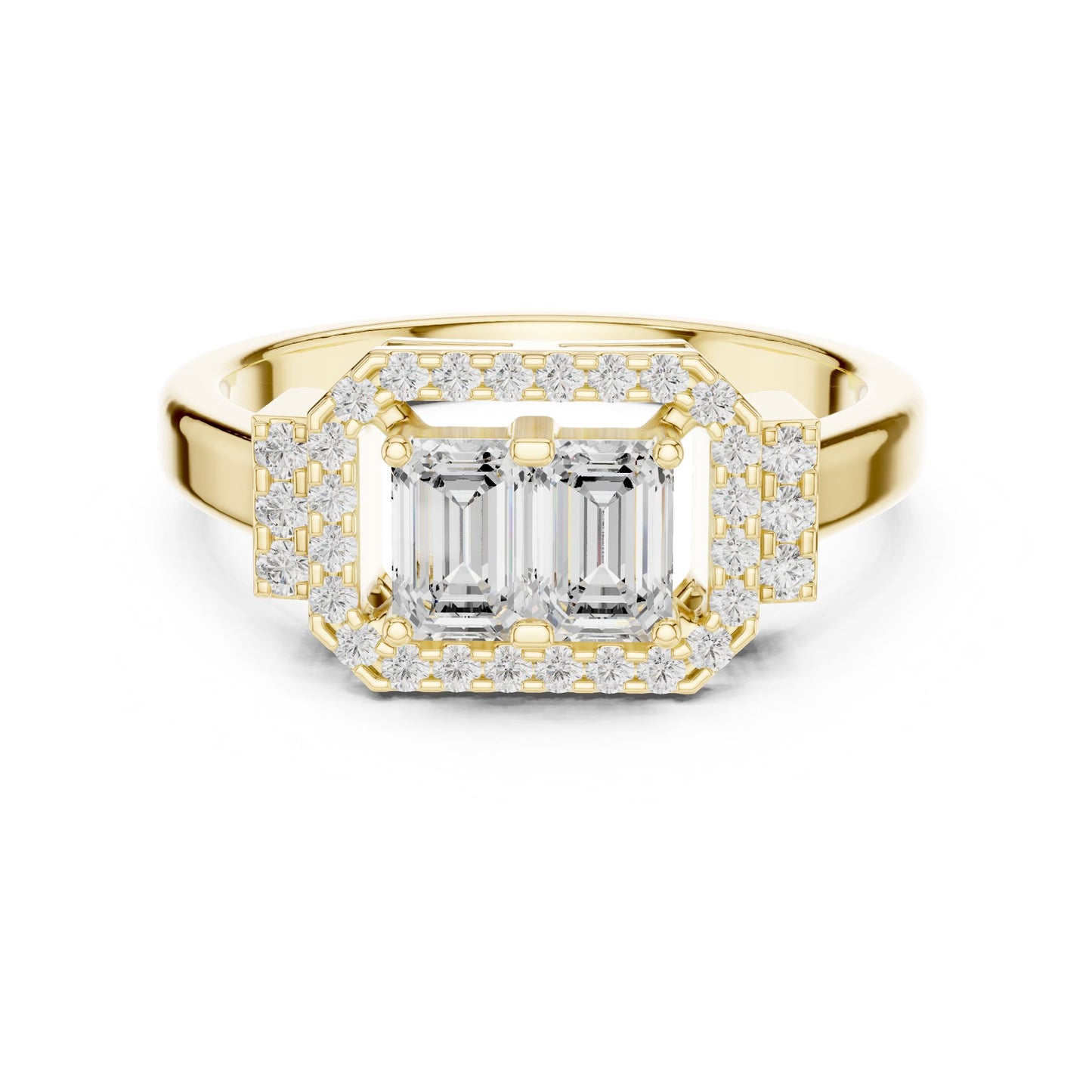 Emerald Lab Grown Diamond Halo Engagement Ring