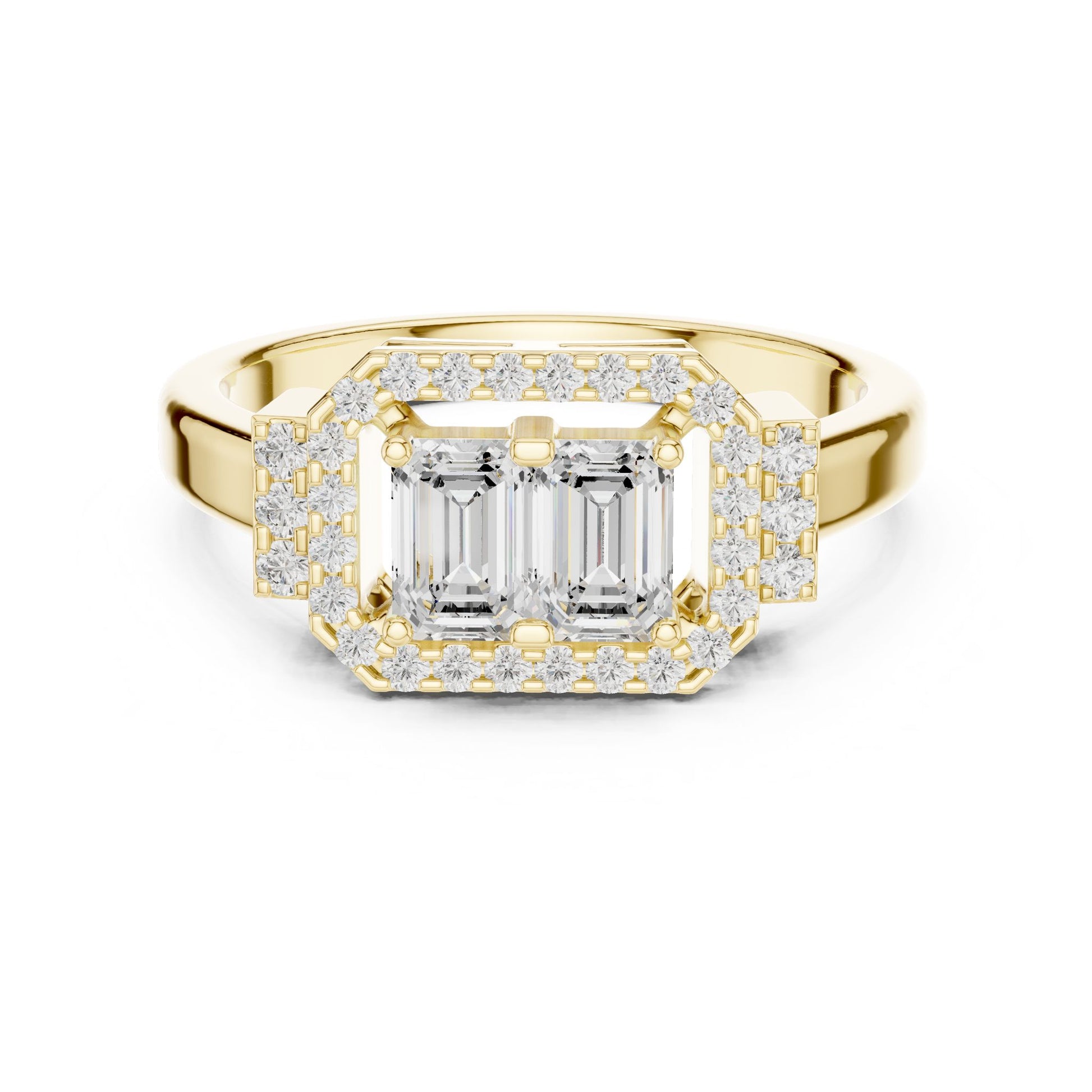 Emerald Lab Grown Diamond Halo Engagement Ring