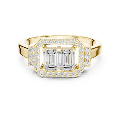 Emerald Lab Grown Diamond Halo Engagement Ring