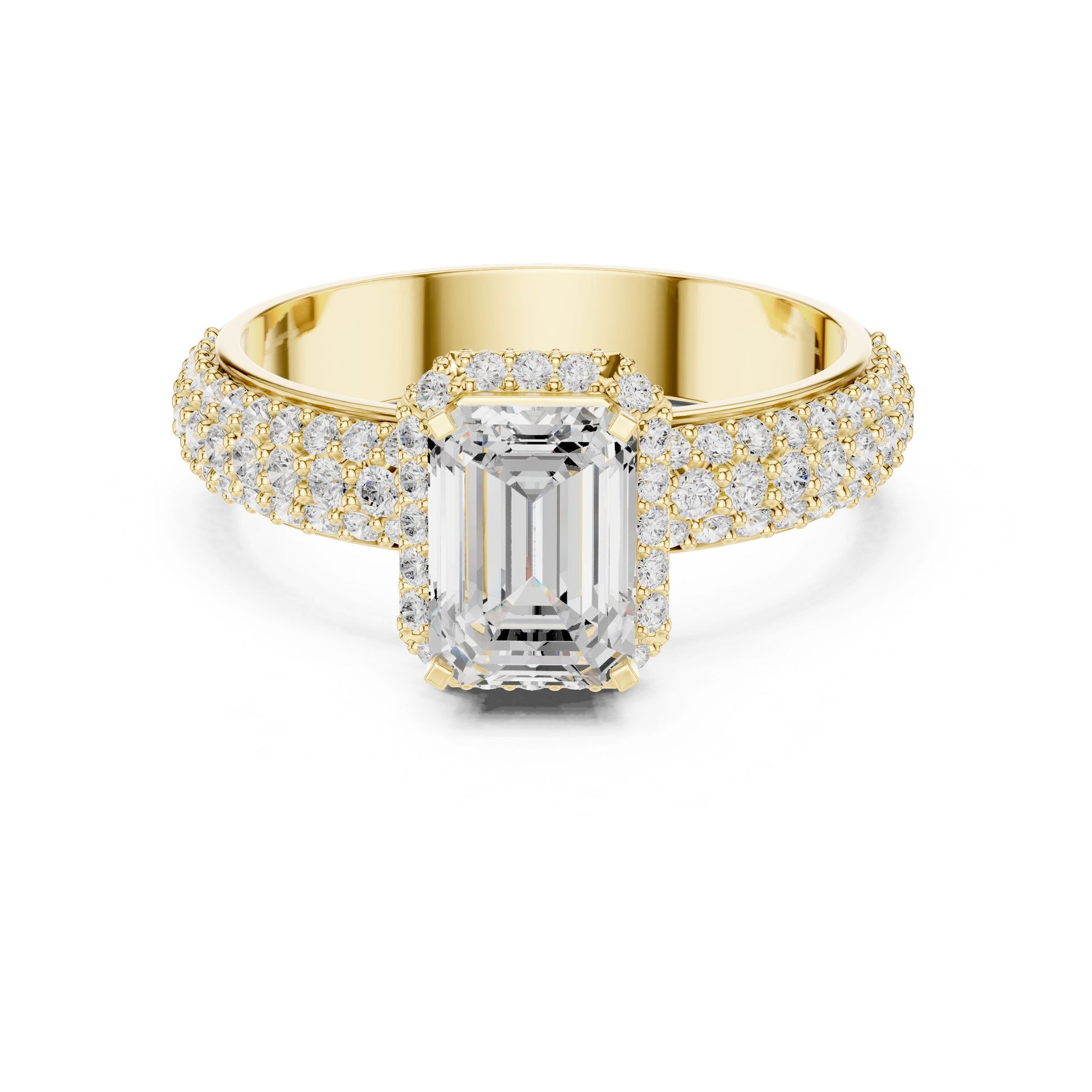 Emerald Lab Grown Diamond Halo Engagement Ring