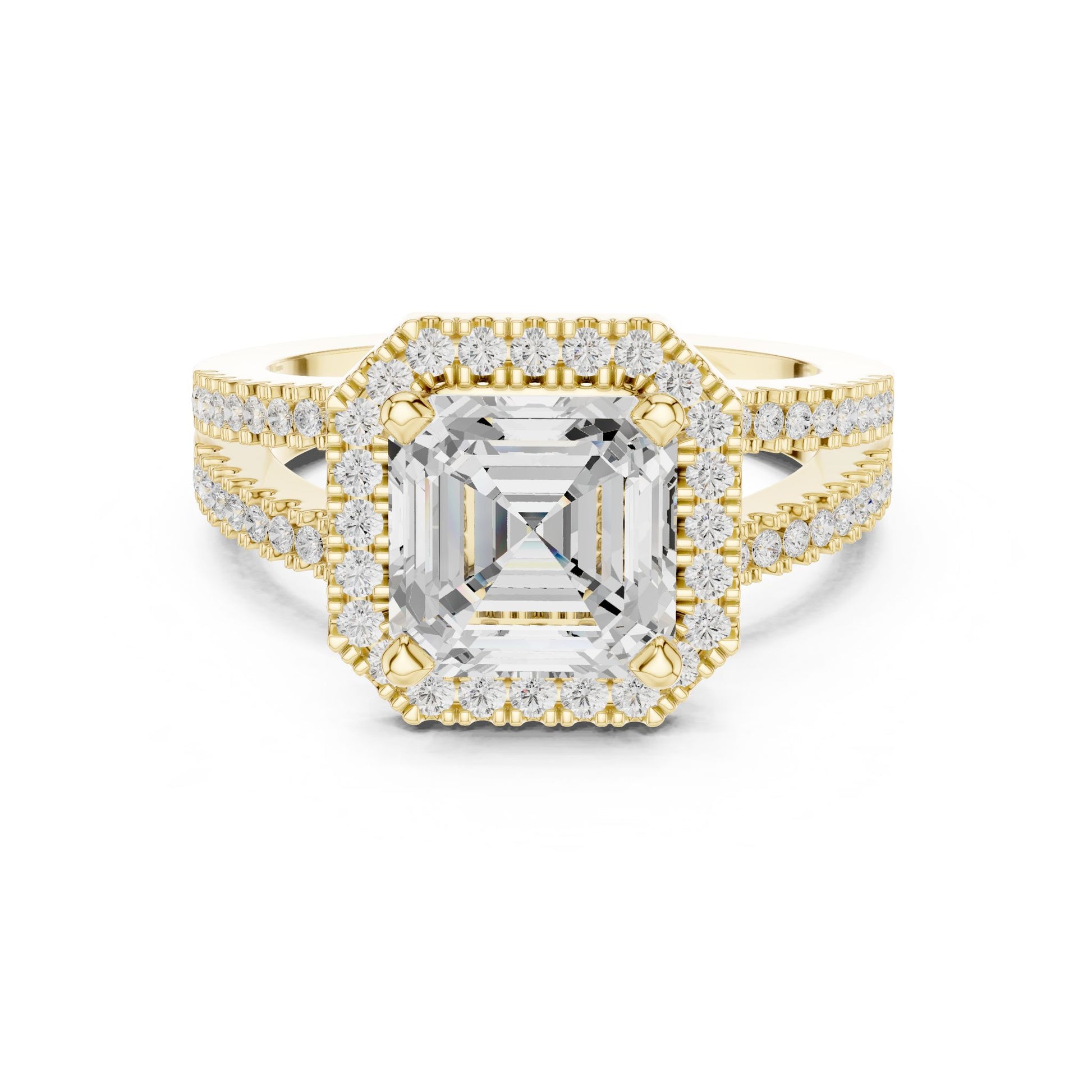 Emerald Lab Grown Diamond Halo Engagement Ring