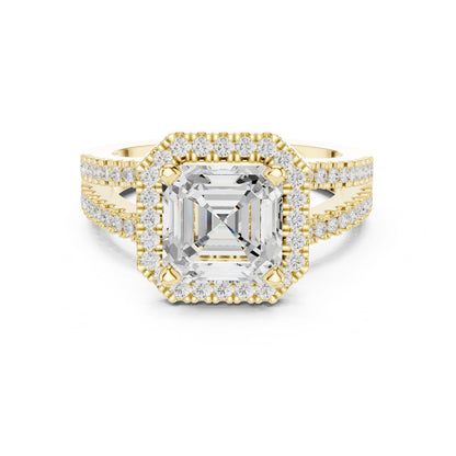 Emerald Lab Grown Diamond Halo Engagement Ring
